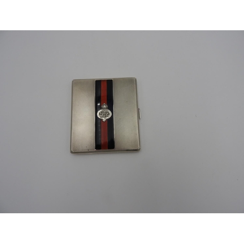 196 - SILVER AND ENAMEL 'ROYAL ENGINEERS' CIGARETTE CASE GOLDSMITHS & SILVERSMITHS, BIRMINGHAM 19414 o... 