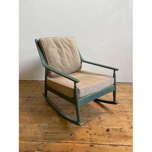 29 - PAINTED FRAME 1950s ROCKING CHAIR, 93cm length, 79cm high, 61cm width