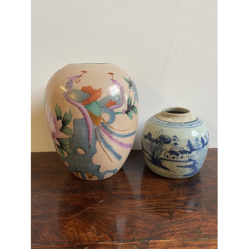 72 - TWO CHINESE  GINGER JARS, 30cm high & 16cm high