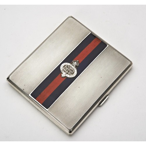 196 - SILVER AND ENAMEL 'ROYAL ENGINEERS' CIGARETTE CASE GOLDSMITHS & SILVERSMITHS, BIRMINGHAM 19414 o... 