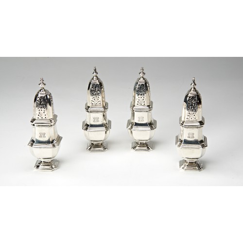 202 - GEORGE V BRITANNIA STANDARD CONDIMENT SET, CRICHTON BROTHERS, LONDON, 1912comprising four salts, fou... 