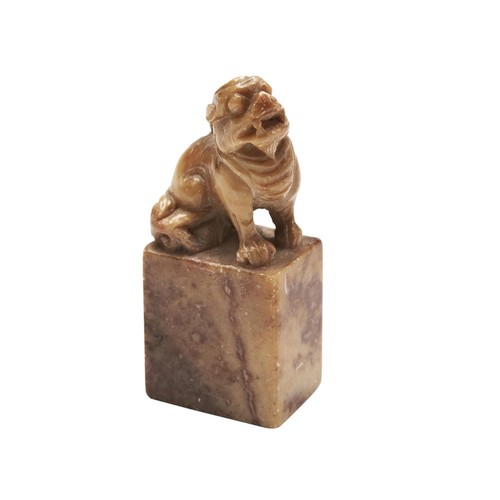 183 - FOUR CARVED SOAPSTONE SEALS QING DYNASTYcarved with mythical beastslargest, 4.5cm high... 