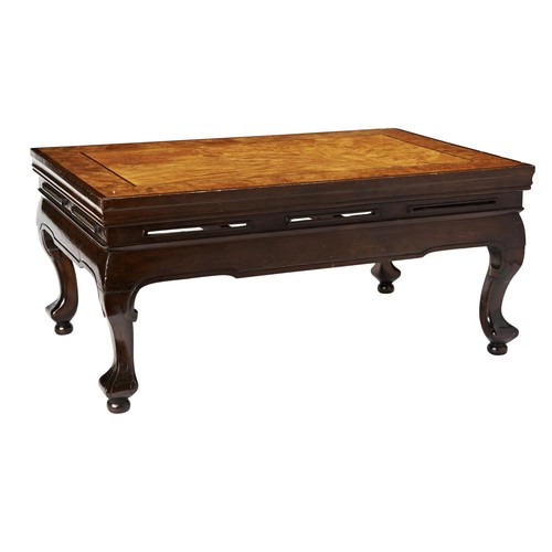 231 - RARE HARDWOOD AND BURRWOOD 'TRAVELLING' KANG TABLEQING DYNASTY, 19TH CENTURYthe rectangular top abov... 