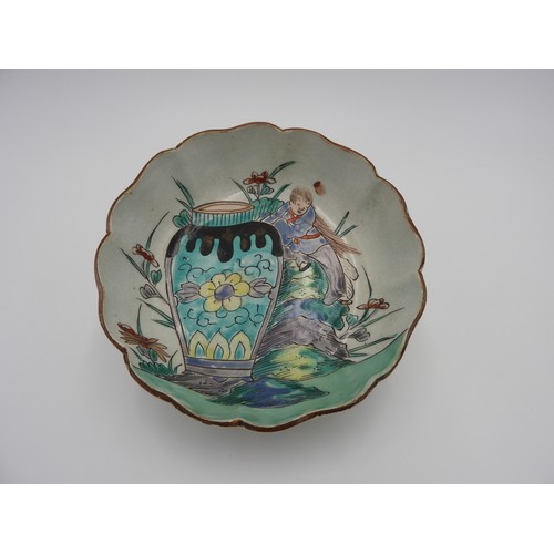 624 - KO KUTANI ENAMEL BOWL EDO PERIOD, 18TH/19TH CENTURYdepicting “shojo” an alcohol loving SpiritSee: Sh... 