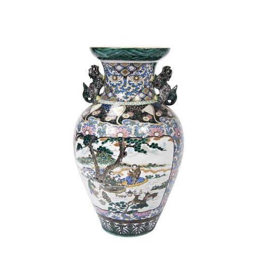 626 - LARGE JAPANESE KUTANI VASE LATE EDO / MEIJI PERIODof baluster form, the side painted panels depicitn... 