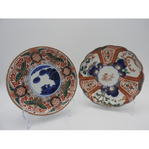 618 - TWO IMARI DISHES LATE EDO / MEIJI PERIODeach painted in the typical palette one with shochikubai dec... 