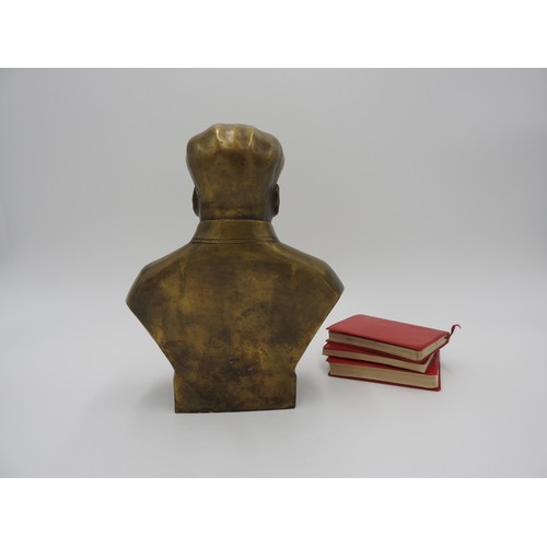 349 - CHINESE CULTURAL REVOLUTION CAST BRONZE BUST OF MAO ZEDONGCIRCA 197023cm high; together three 'littl... 