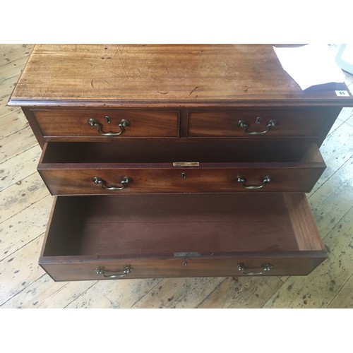 45 - GEORGE III MAHOGANY CHEST OF DRAWERS CIRCA 1760 with two short & three long drawers raised on og... 