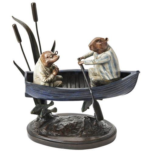 98 - RACHEL TALBOTMESSING ABOUT IN BOATSa limited edition Wind in the Willows bronze sculpture, signed an... 