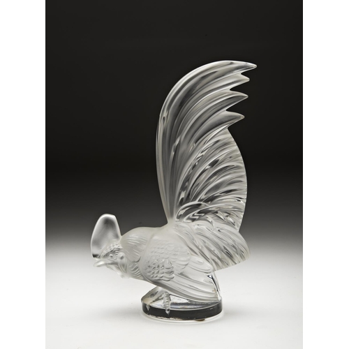 210 - A MODERN LALIQUE 'COQ NAIN' CAR MASCOTengraved 'Lalique (R) France'21 cm high