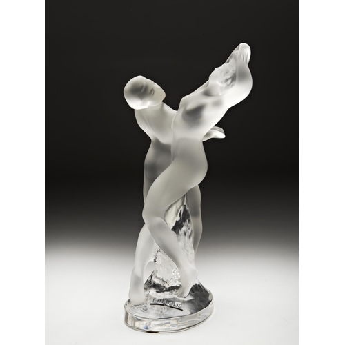 215 - A MODERN LALIQUE DANCING NUDES GROUPengraved 'Lalique (R) France'15.5 cm high