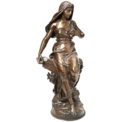 93 - AFTER EUGÈNE MARIOTONPHSYCHEa large figural patinated bronze, signed ‘Eug. Marioton’, and entitled ‘... 