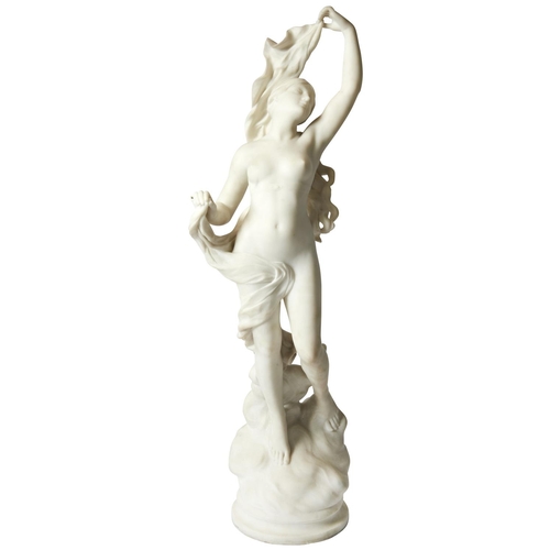 96 - BENOÎT LUCIEN HERCULEA MARBLE SCULPTURE OF A NYMPHher arm aloft; signed ‘B L Hercule’, with square t... 