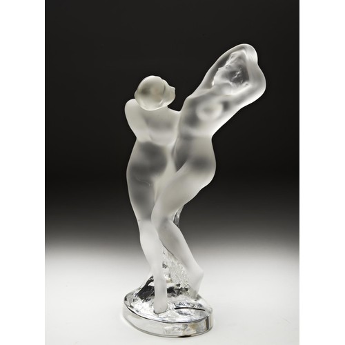 215 - A MODERN LALIQUE DANCING NUDES GROUPengraved 'Lalique (R) France'15.5 cm high