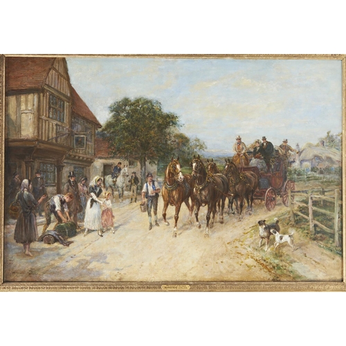 241 - HEYWOOD HARDY (BRITISH 1843-1933)ARRIVAL OF THE COACHsigned 'Heywood Hardy' lower left, oil on canva... 