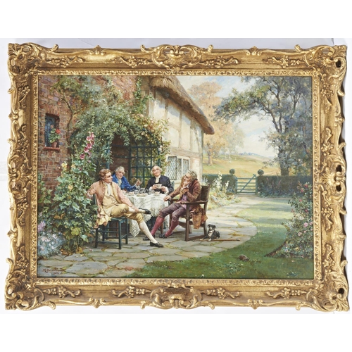 251 - MARGARET DOVASTON (1884-1955)TEA TIME AT THE VICARAGEsigned and dated 1950, oil on canvas, framed50c... 