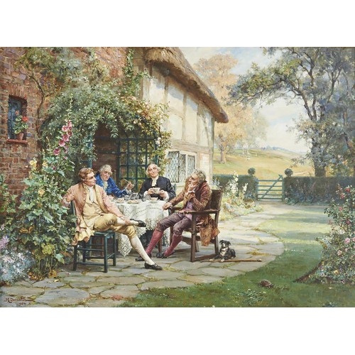 251 - MARGARET DOVASTON (1884-1955)TEA TIME AT THE VICARAGEsigned and dated 1950, oil on canvas, framed50c... 