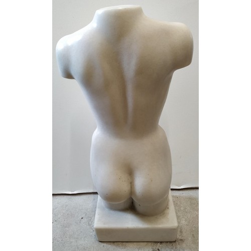 112 - A CONTEMPORARY MARBLE SCULPTURE OF A NUDE FEMALE TORSO80 cm high