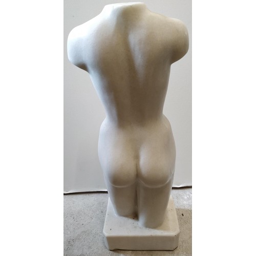 113 - A CONTEMPORARY MARBLE SCULPTURE OF A NUDE FEMALE TORSO79 cm high