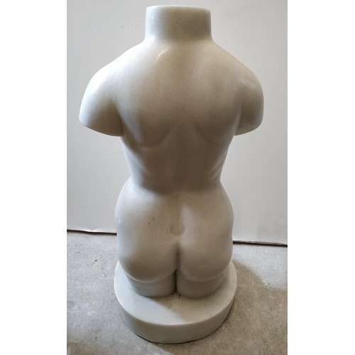 114 - A CONTEMPORARY MARBLE SCULPTURE OF A NUDE FEMALE TORSO79 cm high