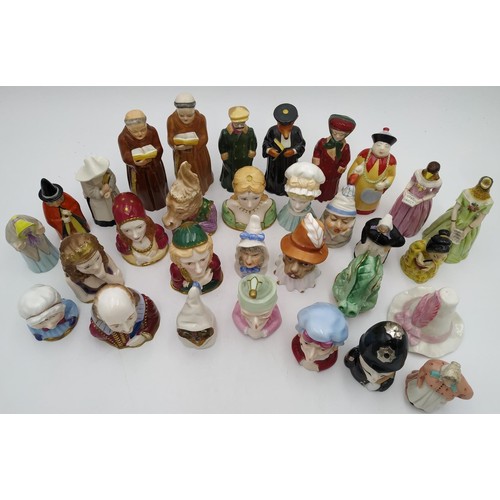 198 - A COLLECTION OF ROYAL WORCESTER CANDLE SNUFFERS to include, Confidence and Diffidence, two Monks,  W... 