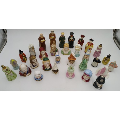 198 - A COLLECTION OF ROYAL WORCESTER CANDLE SNUFFERS to include, Confidence and Diffidence, two Monks,  W... 