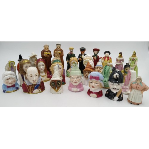 198 - A COLLECTION OF ROYAL WORCESTER CANDLE SNUFFERS to include, Confidence and Diffidence, two Monks,  W... 