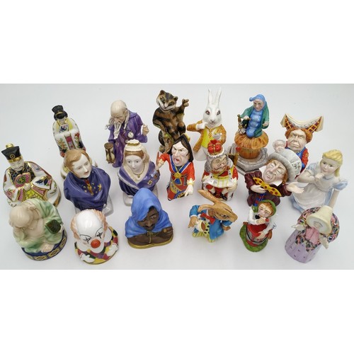 199 - A COLLECTION OF ELEVEN BRONTÉ PORCELAIN ‘ALICE IN WONDERLAND’ CANDLE SNUFFERSand various other figur... 