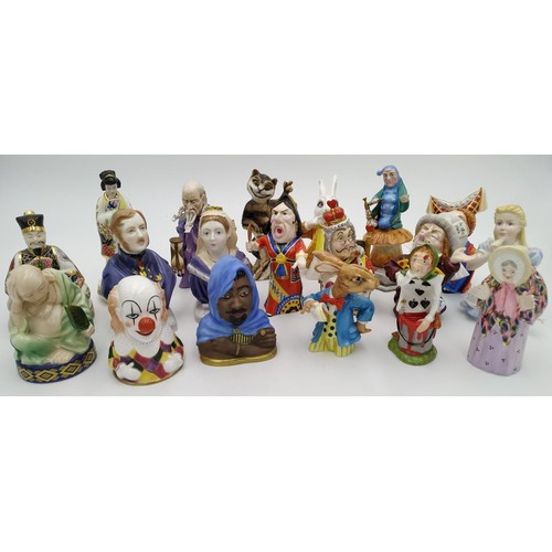 199 - A COLLECTION OF ELEVEN BRONTÉ PORCELAIN ‘ALICE IN WONDERLAND’ CANDLE SNUFFERSand various other figur... 