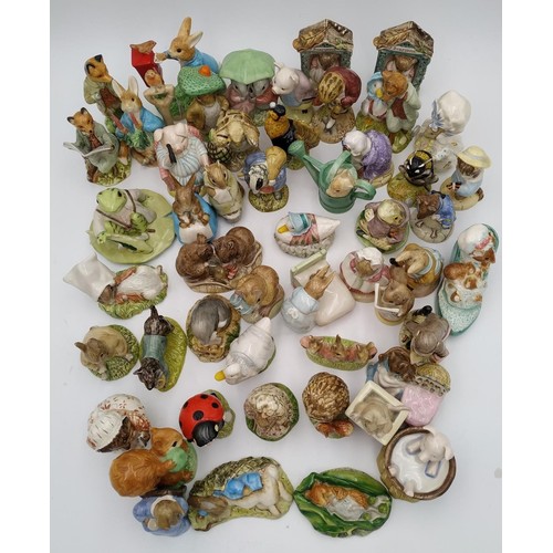 201 - A LARGE COLLECTION OF BESWICK AND ROYAL ALBERT BEATRIX POTTER FIGURESmainly 70s and 80s with brown b... 