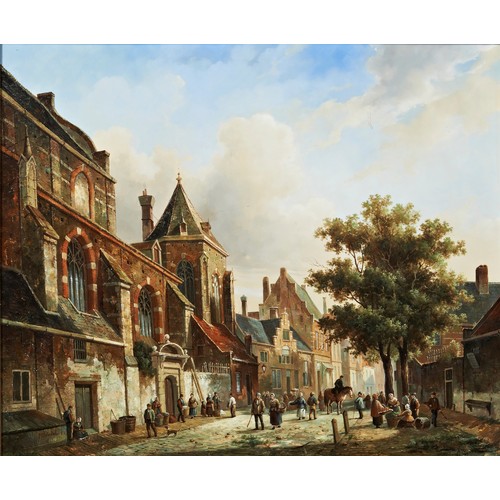 243 - P BREDEL (DUTCH b. 1929)STREET SCENE signed lower left, oil on board, framed55cm high, 65cm widePROV... 