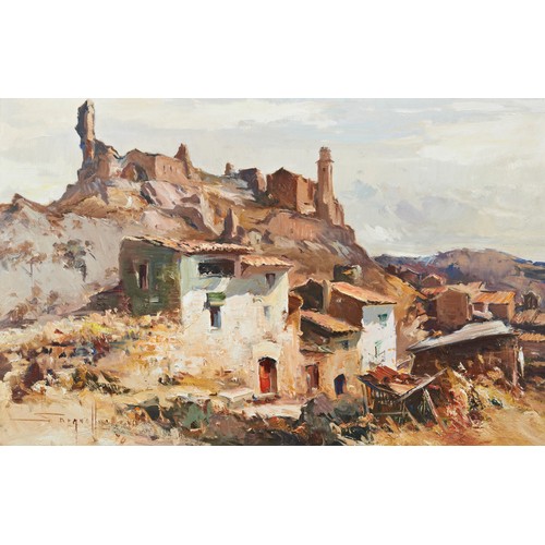 244 - JOSEP SARQUELLA (SPANISH 1928-2000)VILLAGE SCENE signed lower left, oil on canvas, framed60cm high, ... 