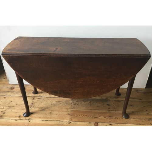 21 - GEORGIAN MAHOGANY PAD-FOOT DROP-LEAF TABLE 73 x 122 x 115cms