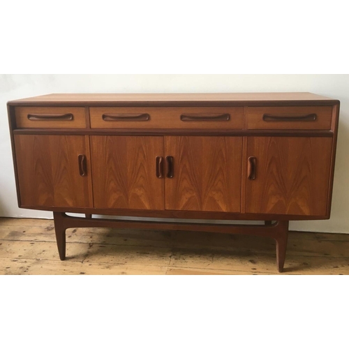 62 - G-PLAN RETRO 4-DOOR SIDEBOARD WITH DRAWERS 85 x 153 x 46cms,