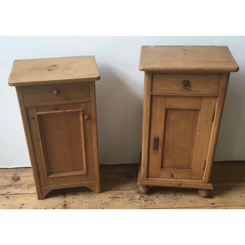 68 - TWO 19th CENTURY WAXED PINE POT CUPBOARDS83 x 46cms, 78 x 44cms