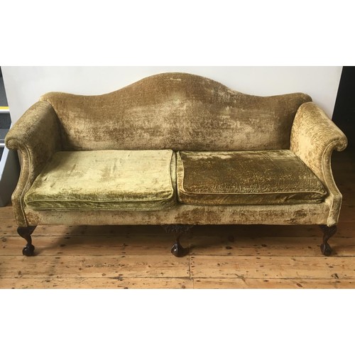 75 - A 19th CENTURY SHAPED BACK CLAW FOOT SOFA