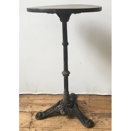 74 - EARLY 20th CENTURY FRENCH BISTRO TABLE WITH CIRCULAR MAHOGANY TOP