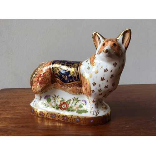 600 - ROYAL CROWN DERBY LIMITED EDITION FIGURE 'THE ROYAL WINDSOR CORGI'12cm long