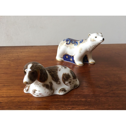 601 - ROYAL CROWN DERBY 'POLAR BEAR CUB STANDING' FIGURE AND EXCLUSIVE COLLECTOR'S GUILD 'SCRUFF' DOG FIGU... 