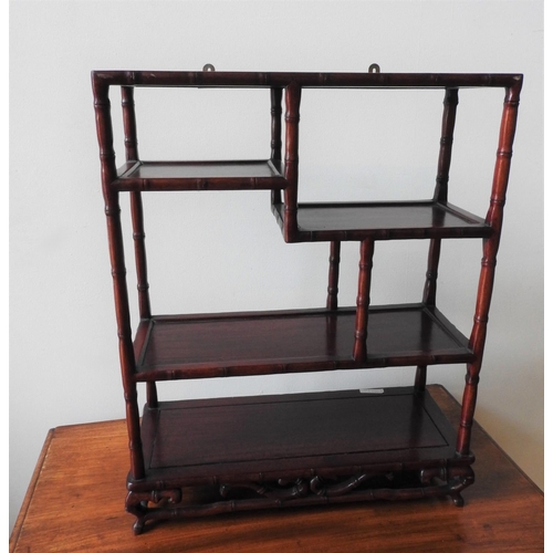 6 - SET OF CHINESE SIMULATED BAMBOO HARDWOOD STANDING SHELVES20TH CENTURY58cm high, 45cm wide... 