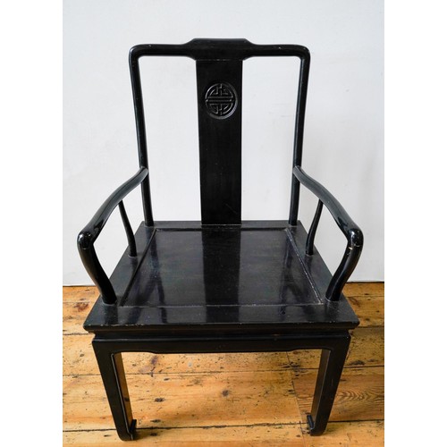 92 - CHINESE BLACK LACQUER CHAIR20TH CENTURY95cm high, 55cm wide