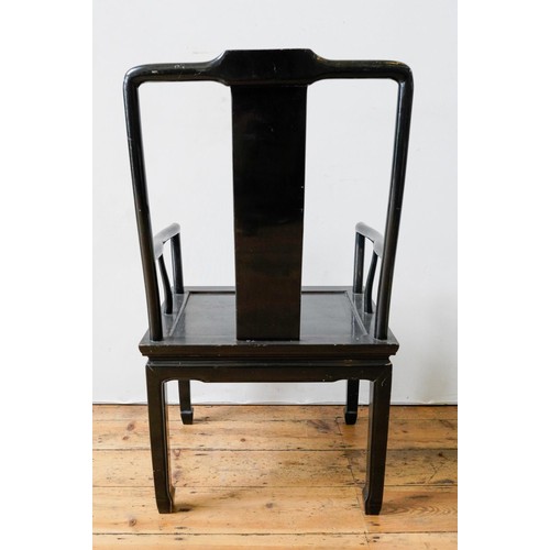 92 - CHINESE BLACK LACQUER CHAIR20TH CENTURY95cm high, 55cm wide