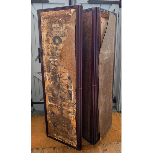 9 - LATE VICTORIAN MAHOGANY FOUR FOLD 'SCRAPWORK' SCREENCIRCA 1900182cm high, 60cm wide (each fold)... 