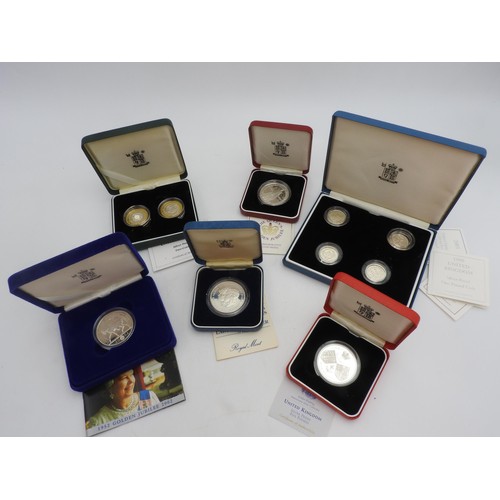 490 - STERLING SILVER PROOF COIN SET,FOUR COMMEMORATIVE STERLING SILVER PROOF COINS AND TWO STERLING SILVE... 