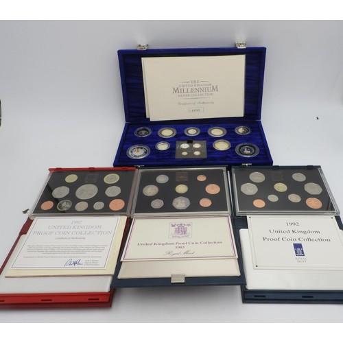 491 - MILLENNIUM PROOF COIN SET, 1997 PROOF COIN SET, 1983 PROOF COIN SET AND 1992 PROOF COIN SET