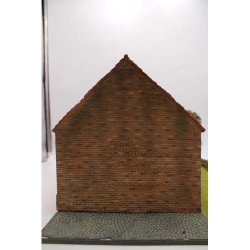 400 - A LARGE MODEL BARN ON COBBLED AND LAWN BASE, durable moulded construction with 3-D detail, 25cm high... 