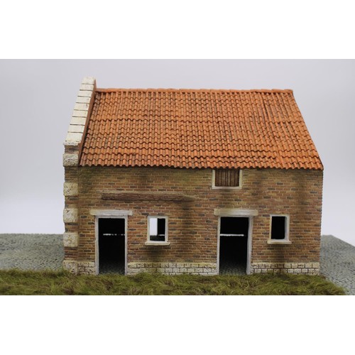 401 - MODEL BARN ON COBBLED AND LONG GRASS BASE, durable moulded construction with 3-D detail, 25cm high, ... 