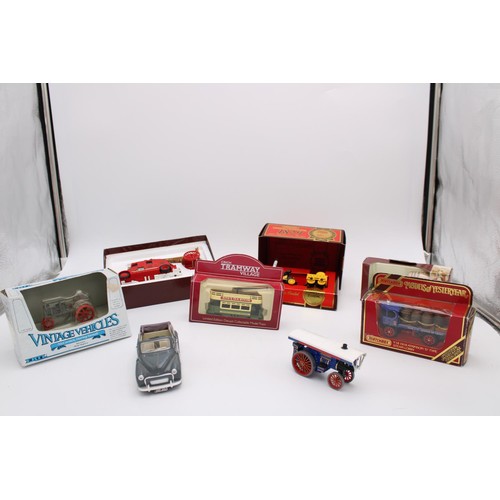 404 - EIGHT COLLECTOR'S MODEL VEHICLES, INCLUDING 1936 LEYLAND CUB FIRE ENGINE BY MATCHBOX MODELS OF YESTE... 