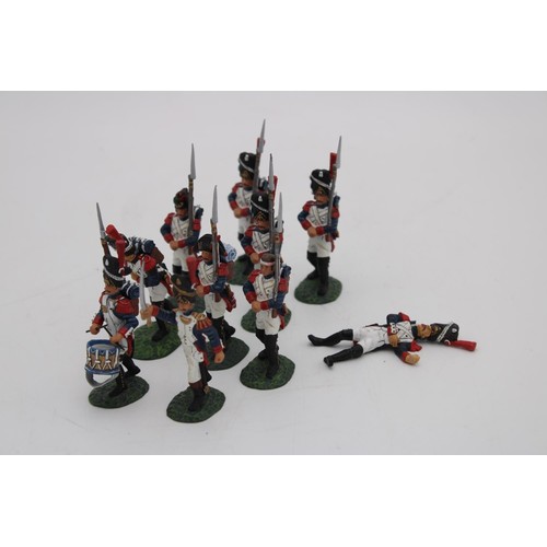 439 - A GROUP OF TWELVE FRENCH FOOT GUARD FIGURES INCLUDING THREE FOOT GRENADIERS, 1/30 scale, hand painte... 