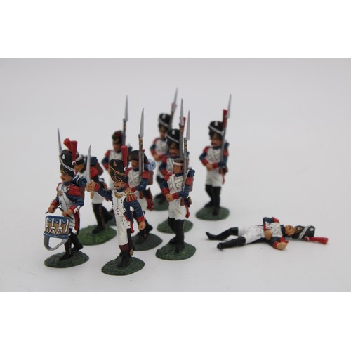 439 - A GROUP OF TWELVE FRENCH FOOT GUARD FIGURES INCLUDING THREE FOOT GRENADIERS, 1/30 scale, hand painte... 